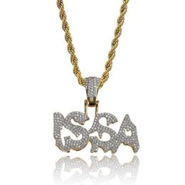 Hip Hop ISSA Diamond Custom Name Combination Bubble Letter Pendant Necklace Micro Cubic Zirconia Gold Color Copper Pendant Necklace