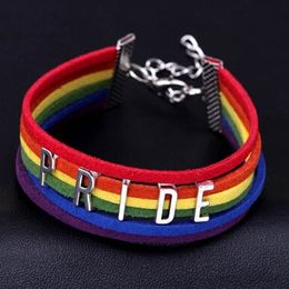 Hot Selling Handmade Pride Charm Heart Brainded Brancelet Rainbow Gay Pride Bracelet Lesbian Hot bracelet