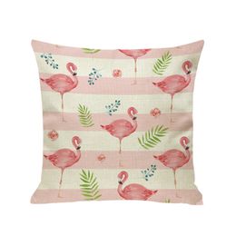 2018 Hot Sale Cartoon Flamingo Style Pillow Case Colourful Birds Leaf Pillow Cover Cute Animal Printing Cushion Cover Kids Gift