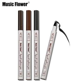 Hot Music Flower Liquid Eyebrow Pen Enhancer Four Head eyebrow Enhancer Waterproof 3 Colours chestnut brown dark grey Makeup