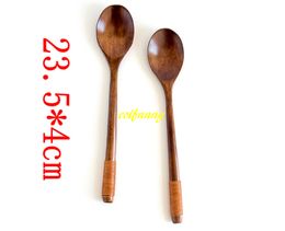 10pcs/lot 23.5*4cm Natural Japanese Style Kitchen Wooden Wood Soup Spoon Healthy Wood Spoon Rice Spoon Children Tableware