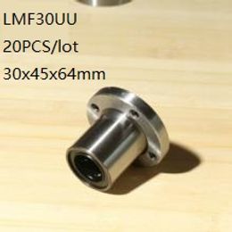 20pcs/lot LMF30UU 30mm linear ball bearings flanged linear bushing flanged linear motion bearings 3d printer parts cnc router 30x45x64mm