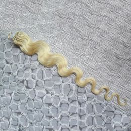 Loop Micro Ring Human Hair Extensions 100g Blonde unprocessed virgin brazilian body wave hair micro loop ring hair extensions