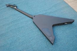 Custom Heavy Metallic James Hetfield Vulture Matte Black Flying V Electric Guitar Satin Finished, Active EMG Pickups 9V Battery Box