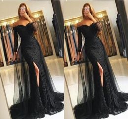 Detachable Train Mermaid Evening Formal Dresses With Off Shoulder Side Split Backless Prom Dress Party Dress Sexy Dresses Women Custom Made