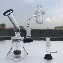 6 Inches Glass Oil Rigs With Free 5mm Thick Bottom Quartz Core Reactor Banger Card Cap Glass Bowls Beaker Bongs Water Pipes