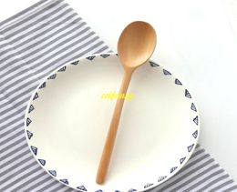 100pcs/lot 23.5*4cm Wooden Spoon Large Long Handled Spoon Kids Wood Rice Soup Dessert Spoon Utensils Kitchen tools