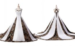 Modern Camo Wedding Dress Plus size Women With Straps Unique Back Designer Corset Court Train Satin Applique Lace Cheap Bridal Gowns