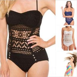 2018 Crochet Swimsuit Black bikini Monokini Bandage Swimwear Bathing Suit Push Up Costume De Bain Femme One Piece Bodysuits For Women