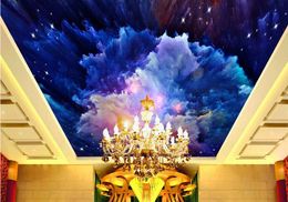 3d desktop wallpaper Watercolor Sky Hotel ceiling KTV Zenith fresco pictures 3d photo wallpaper