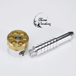 Six Shooter Brass Smoking Pipe 4.6 Inch Aluminium Brass Pipes Heavy Metal Pipe in Golden&Sliver Colour