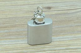 1oz stainless steel mini hip flask with keychain Portable party outdoor wine bottle with Key chains W7332