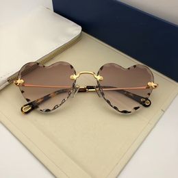 NEWEST CE150S A+ Exquisite LOVE-Heart cutting shape female sunglasses muti-color rim-less 55-18-140 brand quality full-set cases OEM Outlet