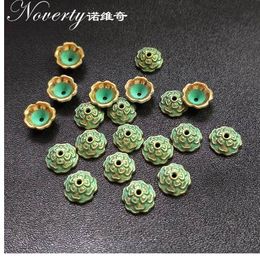 bracelet end caps UK - 50pcs 10mm Patina Plated Zinc Alloy Green Spacer Bead End Caps For DIY Beads Bracelet Necklace Jewelry Findings PJ022
