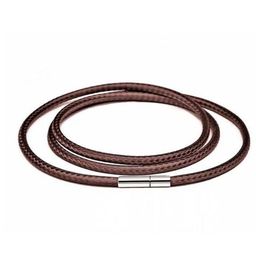 20Pcs/Lot Fashion Men Stainless Steel Clasp Coffee Wax Leather Cord Necklace Charms Pendant diy necklace Jewelry Making findings 45cm