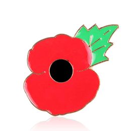 red poppy brooch Canada - High Quality Red Poppy Flower Brooches Pin For Women Men Suit Shirt Broach Small Lapel Pin Badge Enamel Breastpin UK Style Remembrance Day