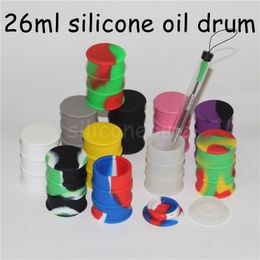 26ml drum shape silicone jar dab wax container hot silicone container concentrate jar multi Colours silicone oil drum wax barrel jar DHL free