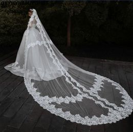 New White/Ivory Cathedral Veil 3 Meters Dot Tulle Lace Bridal Veil Long Lace Wedding Veil