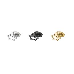 Everfast 10Pair/lot Fine Tiny Crown Earrings Stainless Steel Earring Simple Black Gold Ear Studs Jewellery For Women Kids Girls