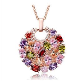 Free shipping --- Luckyshine Dazzling Rose Gold Multi-Color crystal Zirconia pendant for women gemstone jewelry 2pcs 1bag kp0001