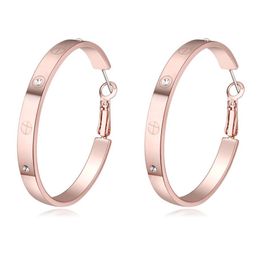 Rose Champagne White Gold Color 100% Austria Crystal Exaggerated Hoop Earrings For Women Fashion Party Jewelry best Christmas gift