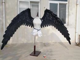 Costumed white black cartoon feather angel wings for Fashion show Displays wedding shooting props COS game costume EMS free shipping