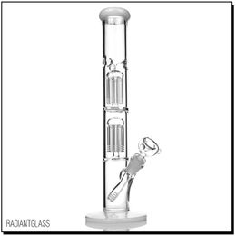 Hookahs 16" tree precs glass bong percolator Big water pipe with notches complete 17.5 straight bongs