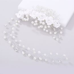 Fashion White Pearls Bridal Headpieces Hair Pins Floral Flower Jewelry Bridal Half Up Bride Hairs Accessories Vintage Wreath Weddi212u