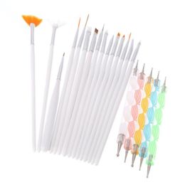 20Pcs/Set Nail Brushes Design Set Dotting Painting Drawing Nail Art Nail Tools Polish Brush Pen fast shipping F1113