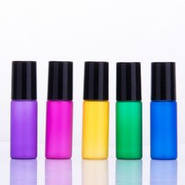 5ml empty mini glass roll on bottle for essential oils,refillable perfume containers with stainless steel roller ball F20172722