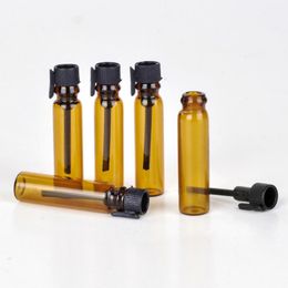 1ML 2ML Amber Mini Glass Perfume Bottles Empty Liquid Sample Vial Refillable Perfume Test Bottle LX3045