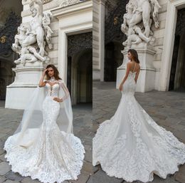 Mermaid 2019 Crystal Design Wedding Dresses Lace 3D-Floral Appliques Sleeveless Vestidos De Novia Sweetheart Sheer Neck
