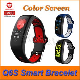 Q6S Smart Bracelet Colours 3D dynamic Blood Pressure Heart Rate Monitor Smartband Wristband IP68 Waterproof Sports Fitness Watch Band