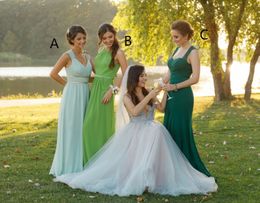 2019 new Women country bridesmaid dresses 3 styles Chiffon A-Line Sleeveless Formal Green Party custom made robes de Wedding guest Dress