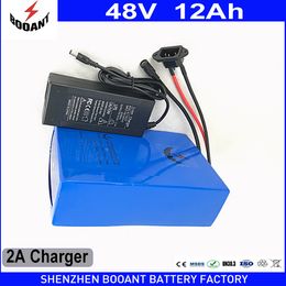 Free Shipping Electric Bike Battery 48V 12Ah Lithium Battery PVC Case E-bike Battery for 8Fun 1200W Motor +30A BMS 2A Charger