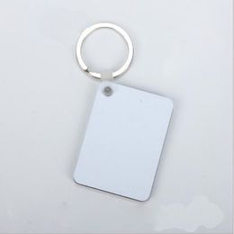 Whole 10pcs MDF Blank Key Chain Rectangle Sublimation Wooden Key Ring For Heat Press Transfer Po Logo Thermal printing Gift301U