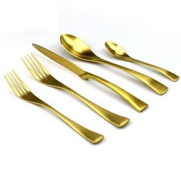 4 Colors High-grade 5PCS/20PCS/30PCS Silverware Set Gold/Black/Rose/Silver Matte Plated Stainless Steel Cutlery Dinnerware Dinner set
