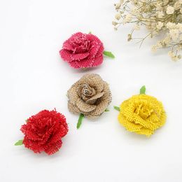 30PCS Artificial Handmade Linen Flowers Multiple Colour Rose Flower Diameter 6cm Wedding Party Home Textiles Decorations & Clothing