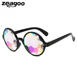 Zeagoo Glasses Women Fashionable Kaleidocope Eyewear Female Round Sunglasses Rave Sonnebrille Colorful Festial Party Sunglasses