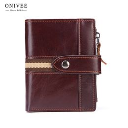 ONIVEE New Slim Genuine Leather Mens Wallet Man Cowhide Cover Coin Purse Small Male Credit&id Multifunctional Walets