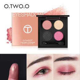 O.TWO.O Brand 4 Colour Pigments Minerals Powder Eyeshadow Palette Nude Smoky Eyes Waterproof Shimmer Glitter Eye Shadow