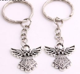 Fashion 20pcs/lot Key Ring Keychain Jewelry Silver Plated Angel Charms Jewelry Diy