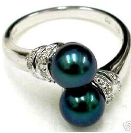 Black shell Pearl Ring size 7 8 9# A109