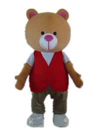 2018 High quality hot a bear mascot costume with a white shirt and red vest for adult to wear