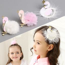 1 PCS Cute Cartoon Swan Temperament Baby Hairpins Kids Hair Clips Princess Barrette Children Headwear Girls Hair Accessories