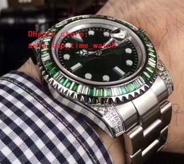 latest version 116610 Asia 2813 movement black dial 40mm green crystal diamond bezel watchcase Set auger Mechanical automatic men's watch