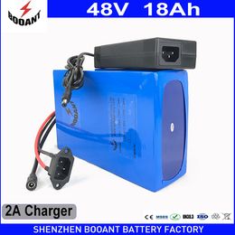 Rechargeable 48V 18AH Electric Bike Battery 48V 1800W Lithium Bike Battery With PVC Case 50A BMS 54.6V 2A Charger Free Shipping