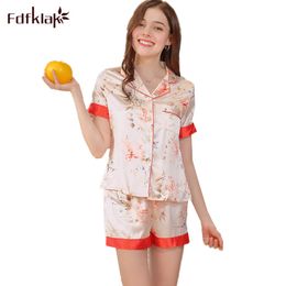 2 Stücke Frauen Seide Nachtwäsche Nachthemd Kurzarm Hemd Shorts Hosen Pyjamas