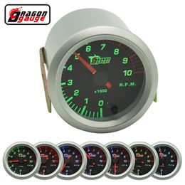 Dragon gauge 52mm Auto Car Rev Counter Tacho Tachometer Pointer Gauge Metre 0-10000 RPM Gauge 7color backlight