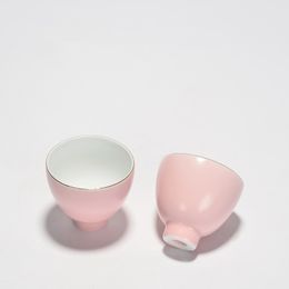 China Pink Colour Ceramic Kung Fu Tea Cup Magnolia Mini Cups Porcelain Portable Girl Woman Gift Coffee Mugs